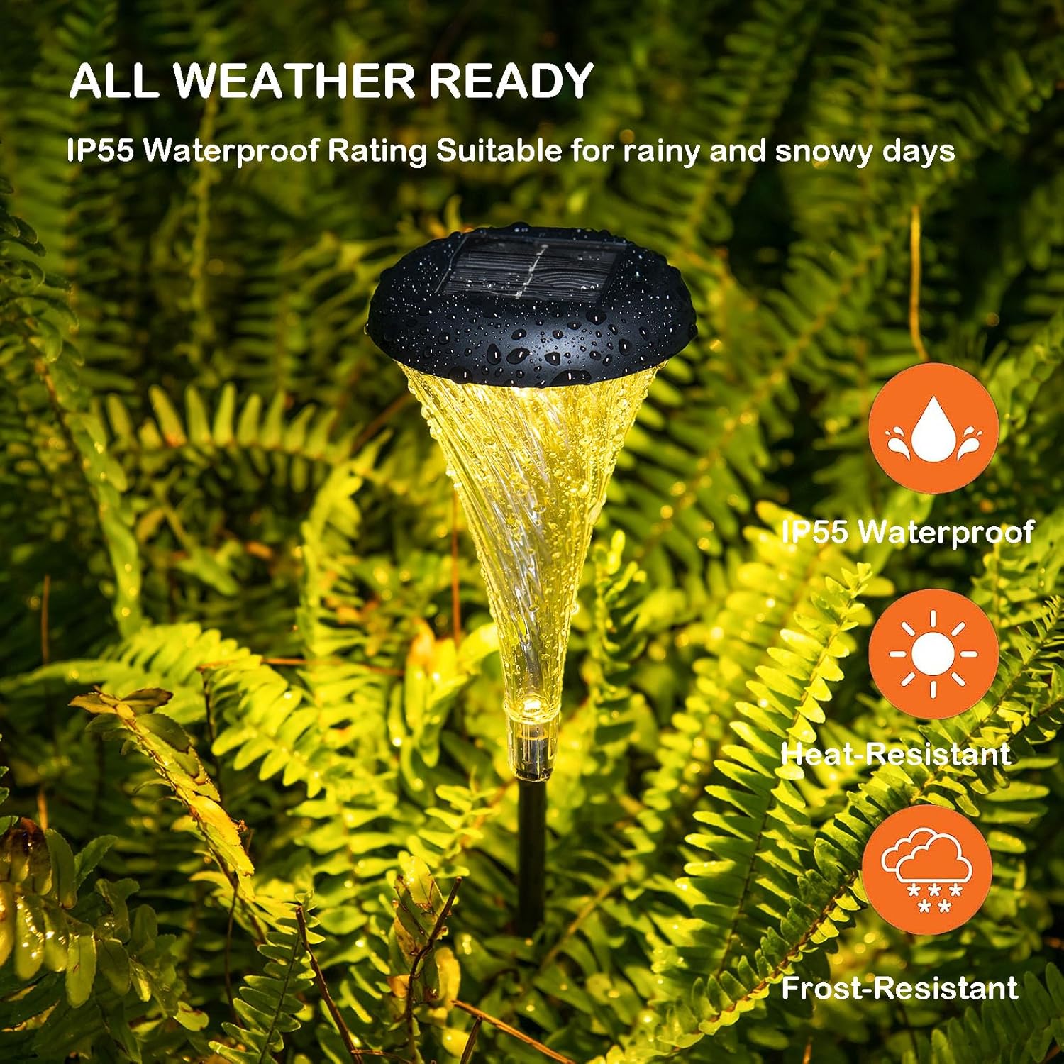 SUNNER THINKEN Luces solares de camino para exteriores, impermeables, luces solares de jardín, paquete de 4 luces solares para paisaje de Navidad,