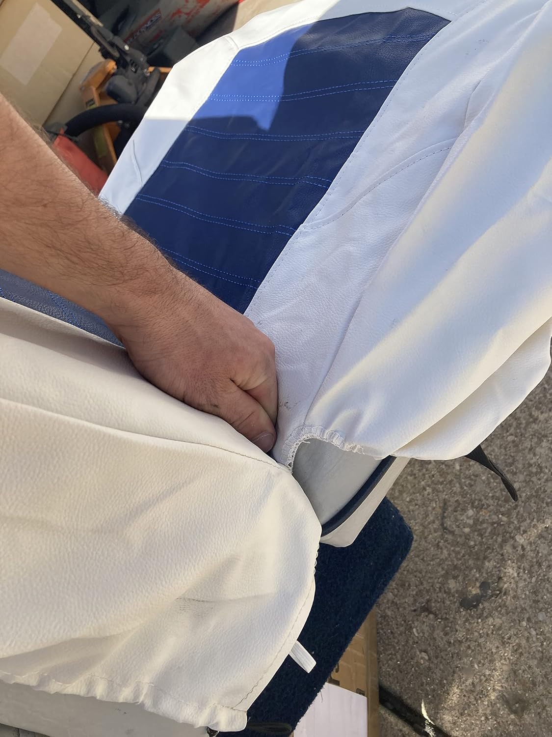 Reemplazos de la piel de la cubierta del asiento del barco Tapicería de vinilo blanco para asientos marinos de banco trasero con espalda