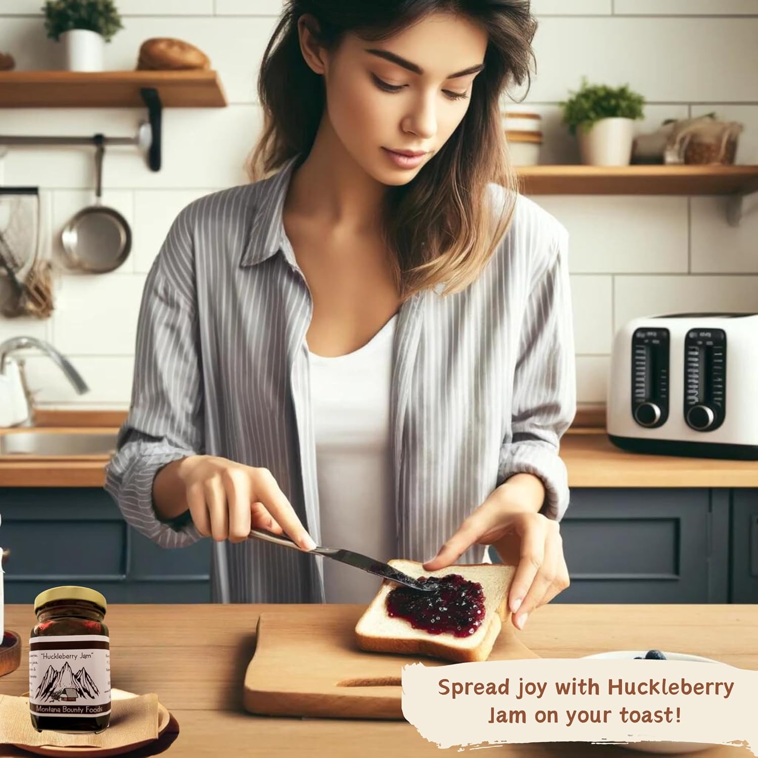 Bounty Foods Huckleberry Jam – Fruta silvestre recogida a mano de 9 onzas cultivada en bayas de Montana  desayuno, postres, coberturas, rellenos de