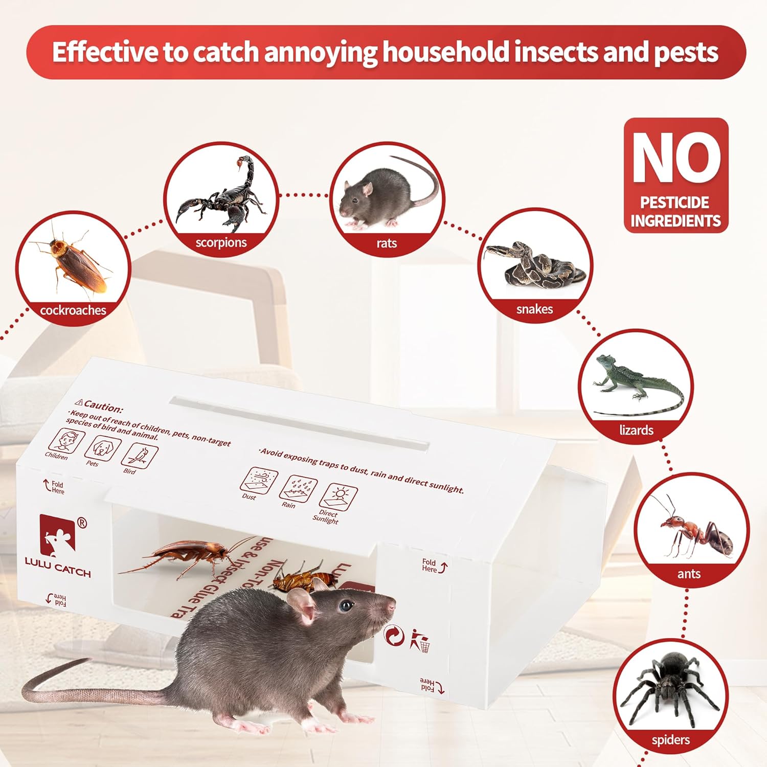 Trampas adhesivas para ratones, paquete de 12 trampas de pegamento precebadas, plegables, a granel, no tóxicas, para interiores, para insectos,