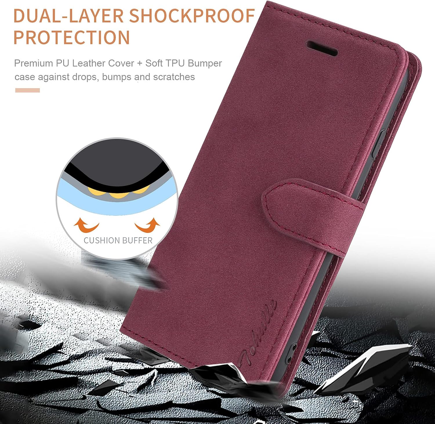 Funda para iPhone 11, funda de piel prémium tipo cartera con tarjetero y función atril con cierre magnético, funda compatible con iPhone 11 (6.1