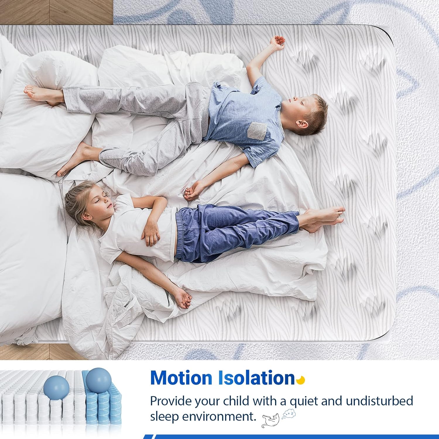 Avenco Colchón individual XL, colchón híbrido de resortes interiores de 10 pulgadas con espuma viscoelástica de gel y espirales individuales para