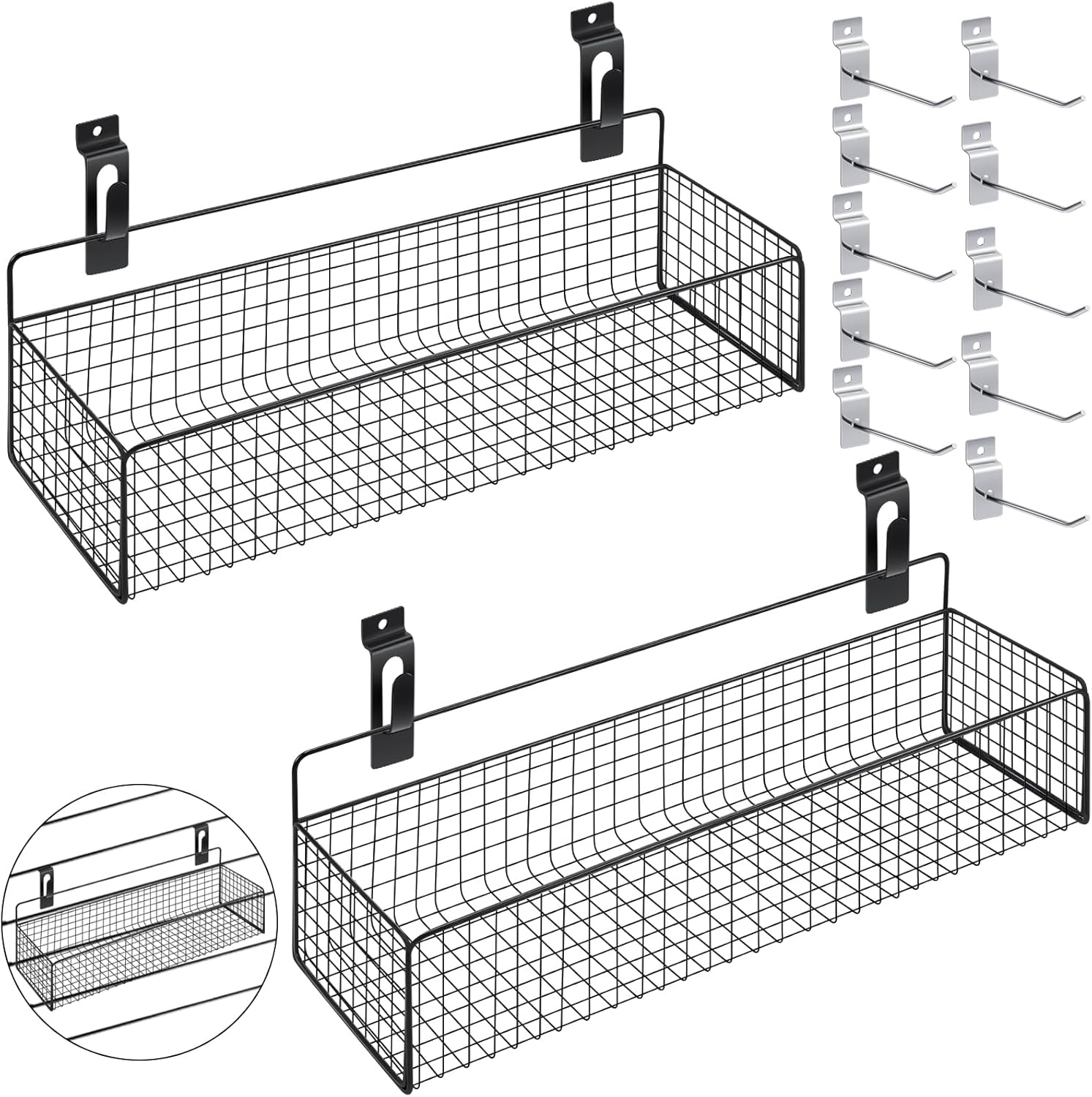 Uiifan Slatwall – Juego de accesorios de metal para colgar con gancho para placa de metal, 10 unidades, gancho de alambre ventilado para paneles de