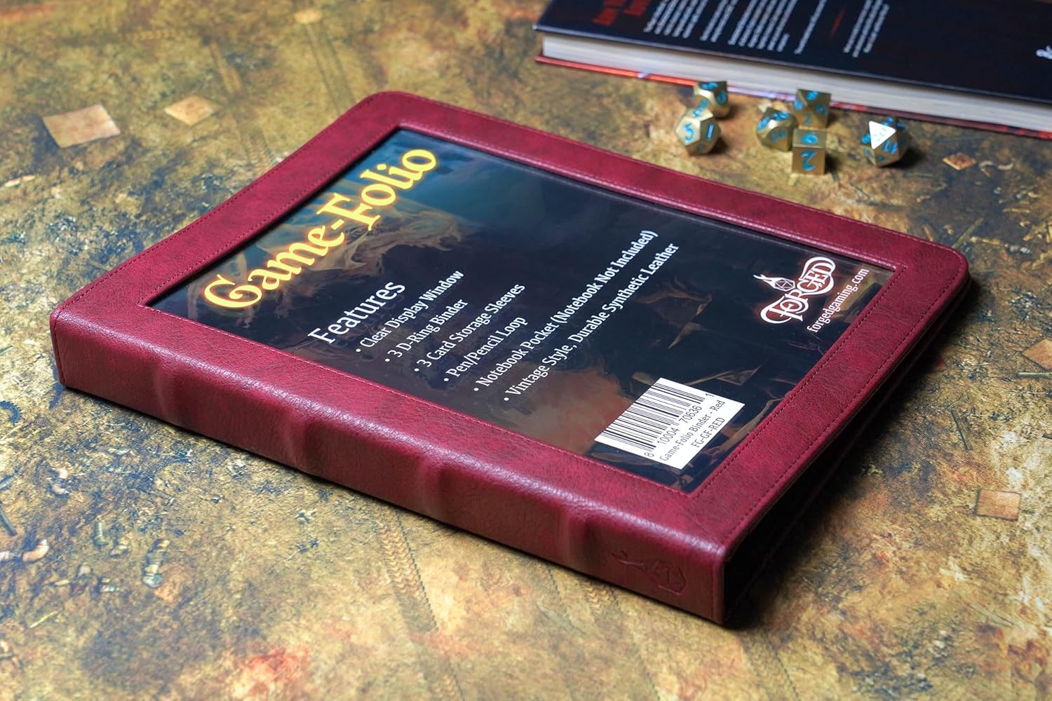 Forged Dice Co. Game-Folio – Carpeta de piel sintética, carpeta de juegos para hojas de personajes DND con organizador de tarjetas hechizas DND y