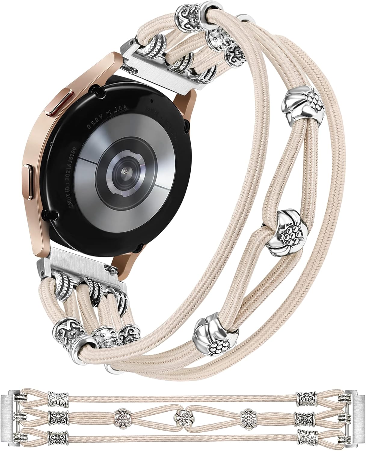 W-RARA Pulsera de cuentas compatible con Samsung Galaxy Watch 654Active 2 de 1.575 pulgadas, 1.732 pulgadas, Watch 5 Pro de 1.772 pulgadas, Watch 6