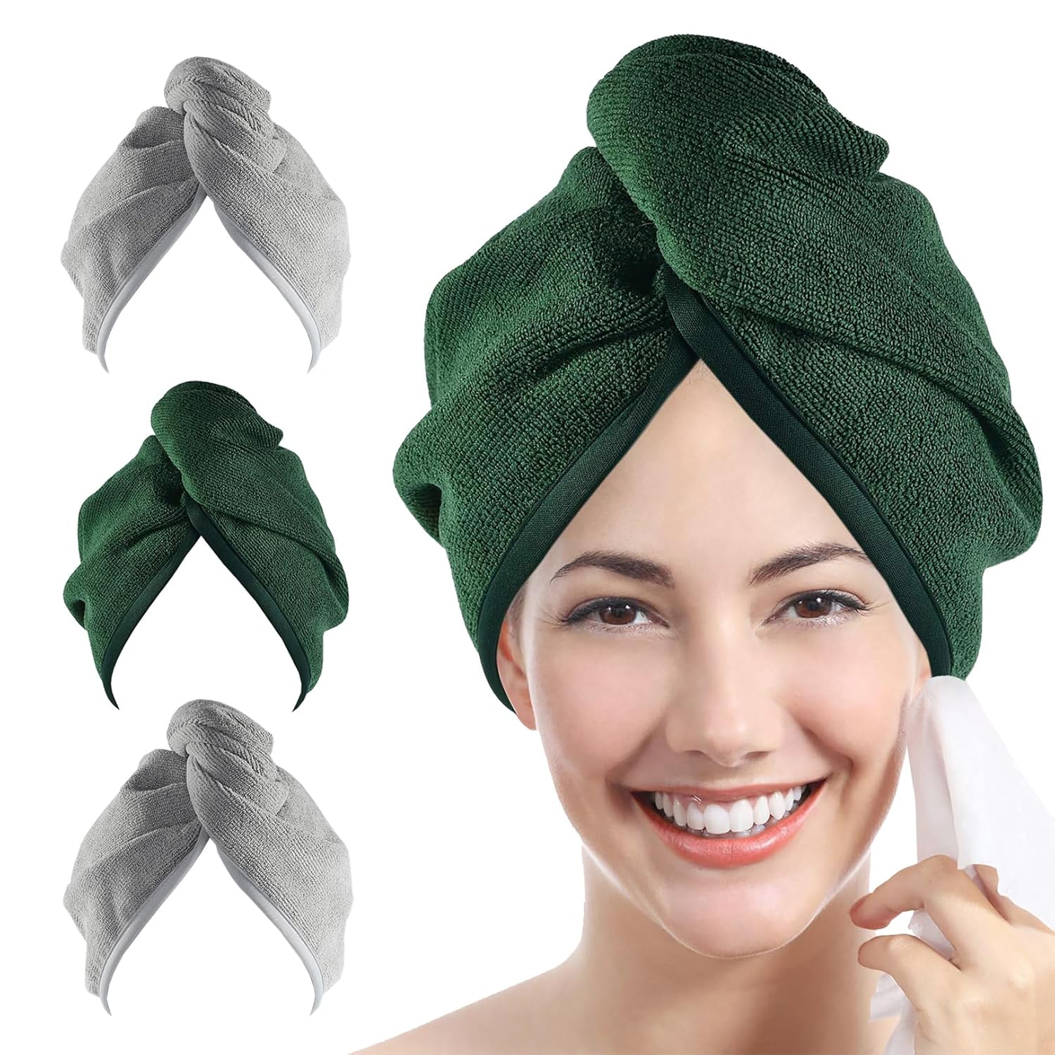 YoulerTex Toalla de microfibra para el cabello para mujer, paquete de 2 unidades de 10 x 26 pulgadas, morado, ultra absorbente, turbante de secado