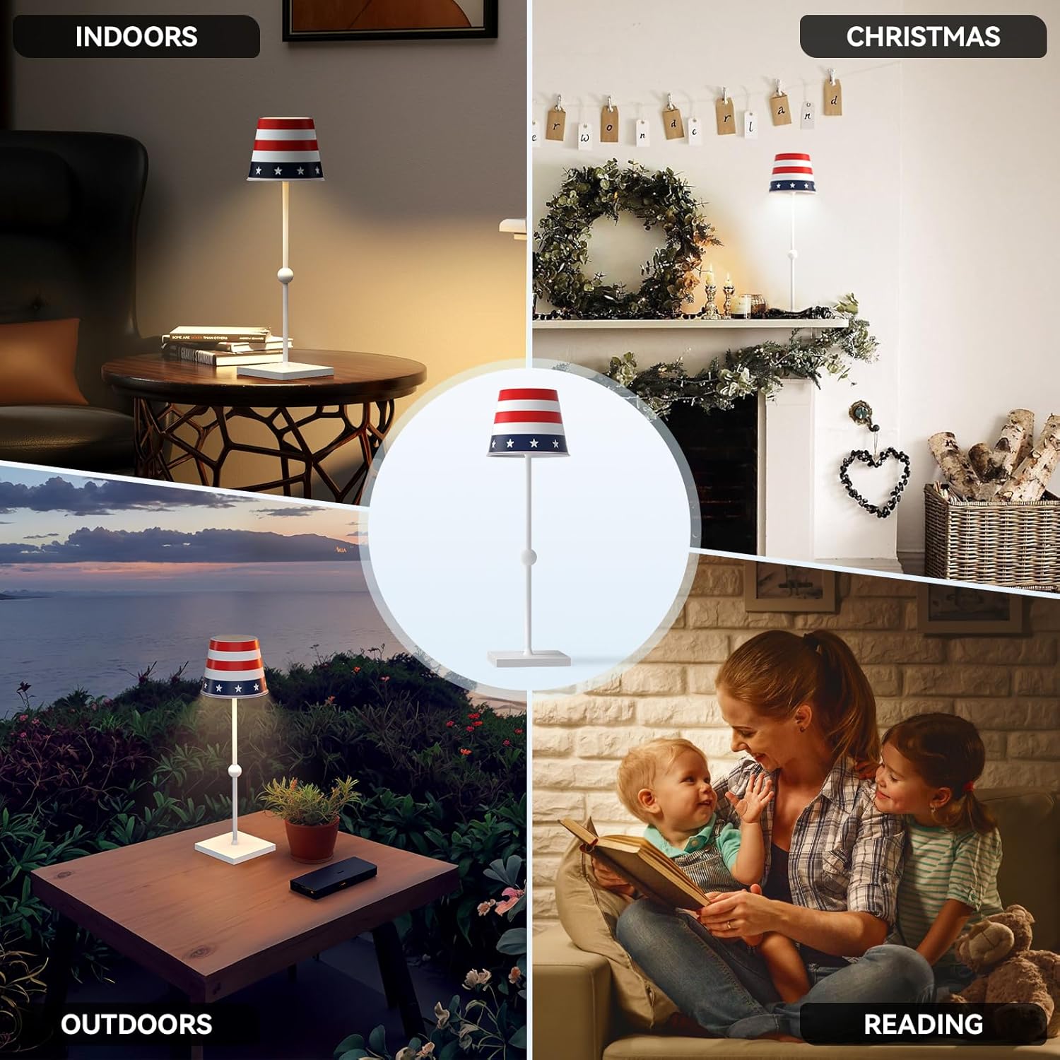 Lámpara de mesa inalámbrica recargable con puerto USB, 3 modos de luz táctil, lámpara de mesa minimalista, para sala de estar, dormitorio, exterior,