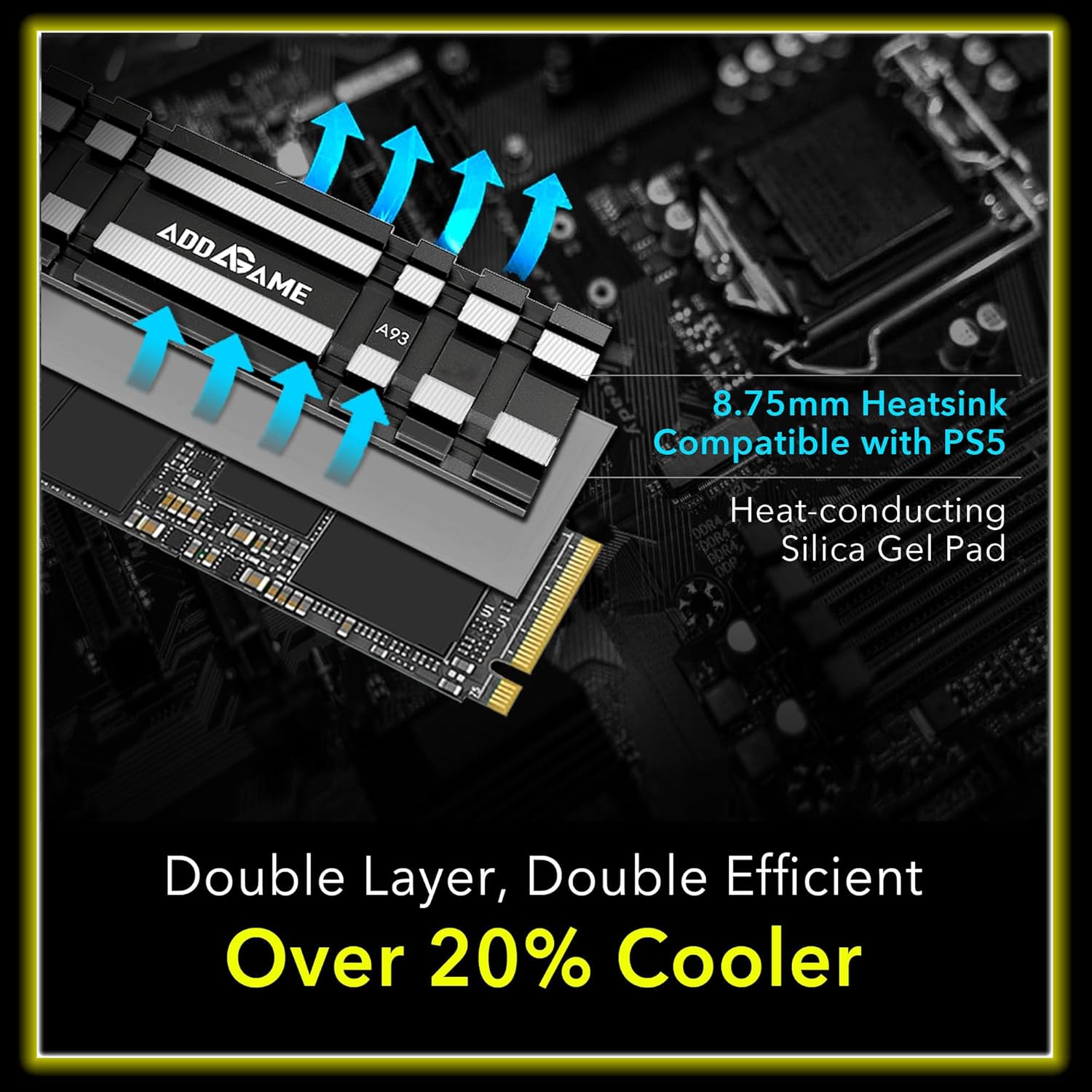 Addlink Expansión de SSD M.2 A93 de 4TB para PS5 con disipador de calor, hasta 7400 MBs, caché 2280 PCIe NVMe Gen4X4 SLC (ad4TBA93M2P) Fabricado en
