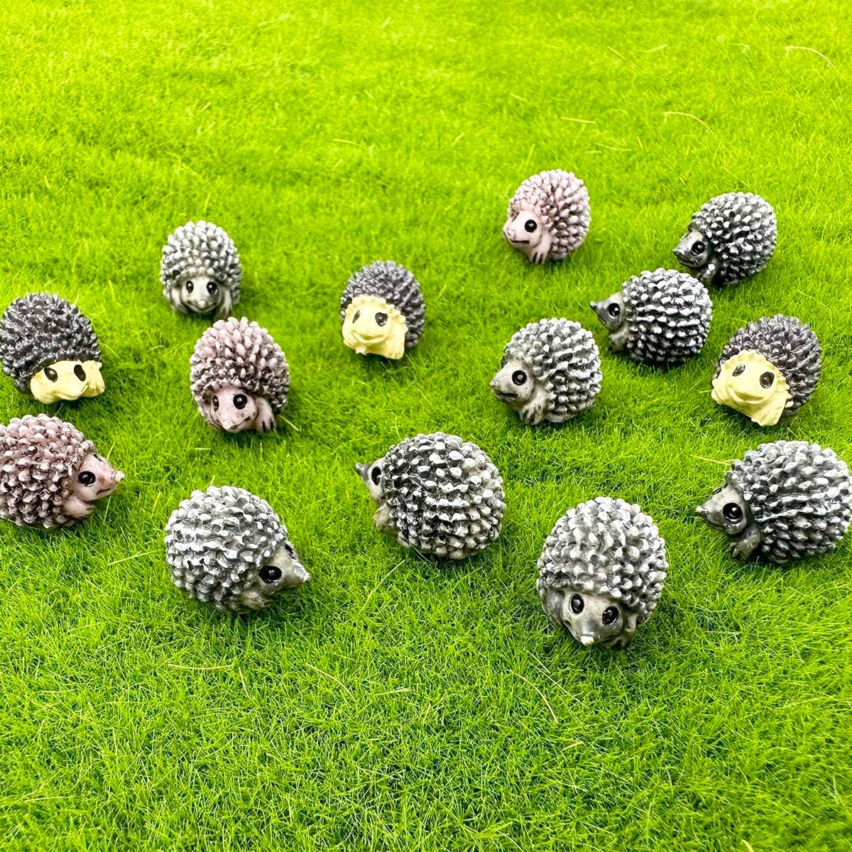 Mini figuras de erizo, 40 figuras de resina en miniatura de erizo, accesorios de adorno de figura de erizo, modelo de animales, jardín de hadas,