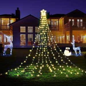 BlcTec Decoraciones de Navidad al aire libre, 317 luces LED de Navidad con 9 hebras de luces de cascada de 11.9 pies, 8 modos, impermeable, estrella BlcTec Decoraciones de Navidad al aire libre, 317 luces LED de Navidad con 9 hebras de luces de cascada de 11.9 pies, 8 modos, impermeable, estrella