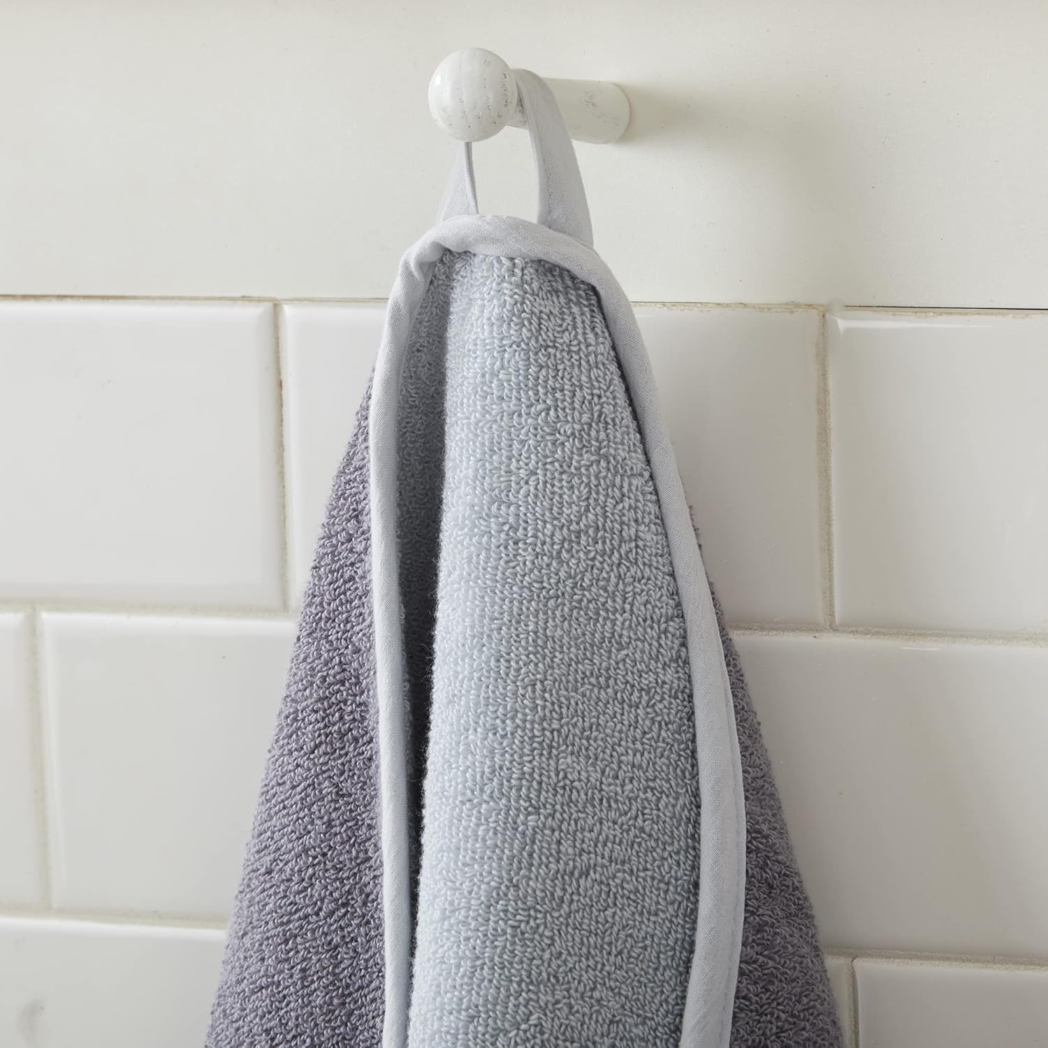 Toallas de baño reversibles de dos tonos 100 % algodón, absorbentes de secado rápido, de felpa de la colección Vanessa (2 unidades), griscarbón