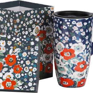 Topadorn Taza de cerámica de café Taza de té de porcelana con tapa 17oz. Floral Topadorn Taza de cerámica de café Taza de té de porcelana con tapa 17oz. Floral
