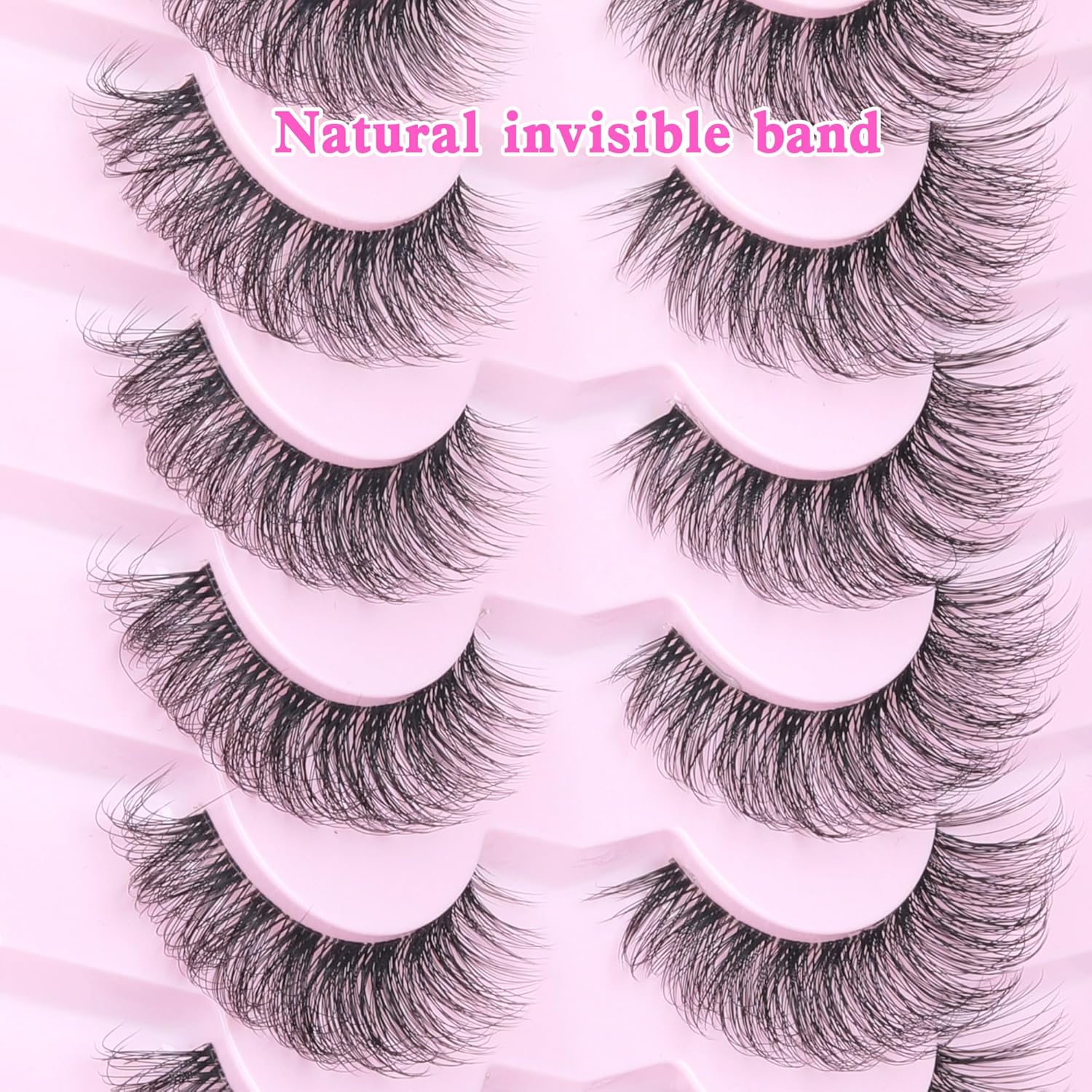 Geeneiya – Pestañas de banda transparente de 0.59 pulgadas, aspecto natural, pestañas postizas 3D, cortas, esponjosas, paquete de 7 pares