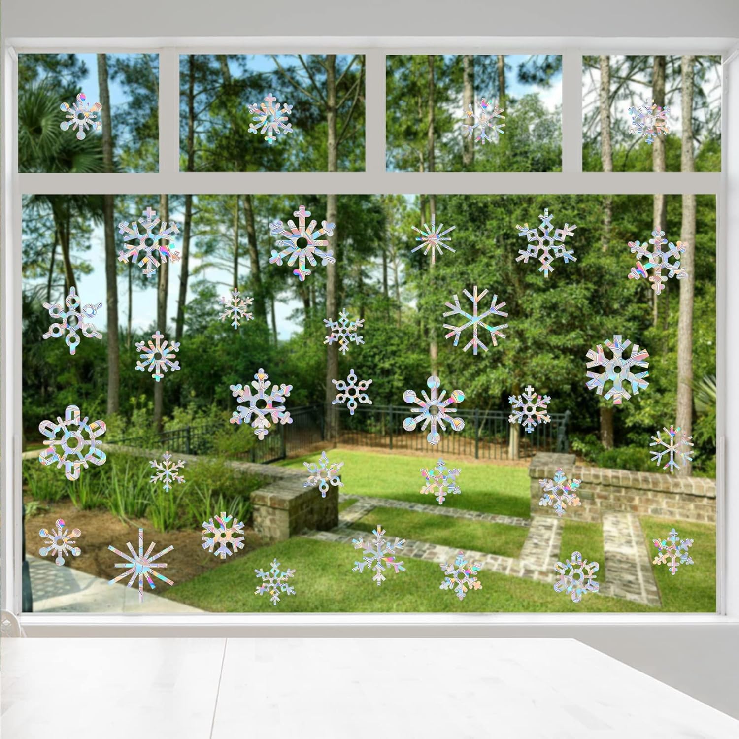 36 calcomanías de ventana de copo de nieve para golpes de pájaros, calcomanías de ventana anticolisión para salvar a los pájaros de colisiones de