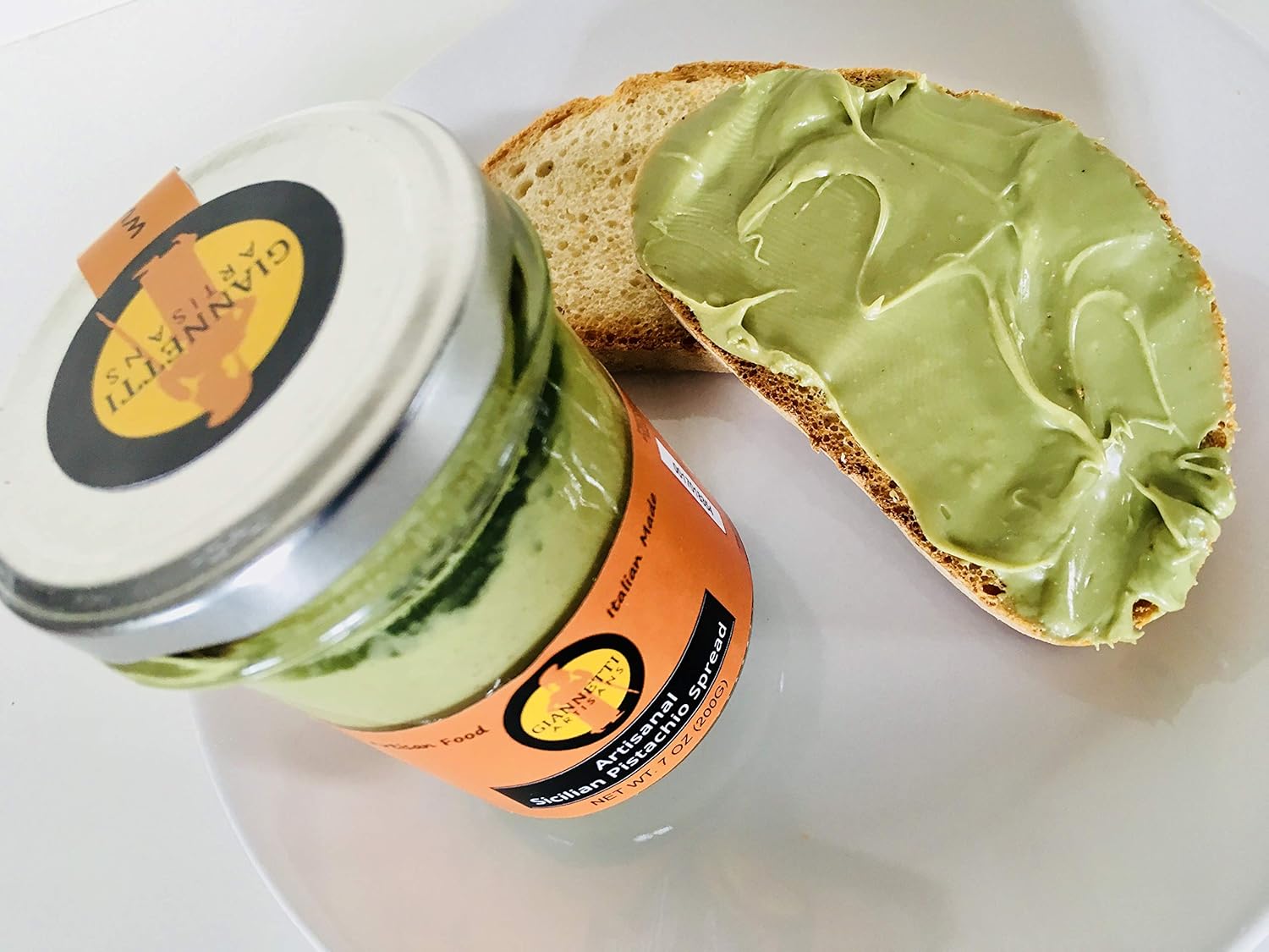 Giannetti Artisans Pistacho siciliano para untar hecho artesanalmente sin aceite de palma y pistachos sicilianos, importado de Bronte, Sicilia, 7.05