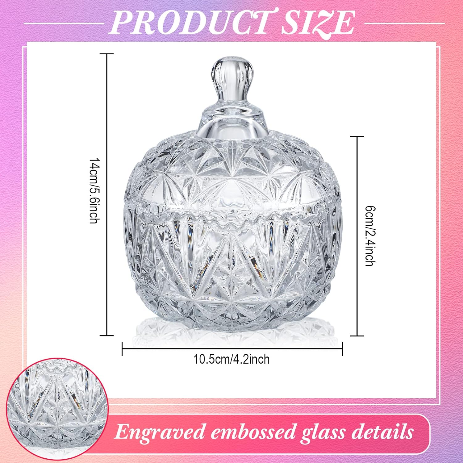Tanlade 8 unidades de plato de cristal para dulces con tapa, cuenco decorativo para caramelos, tarro de caramelo cubierto de cristal con tapas, caja