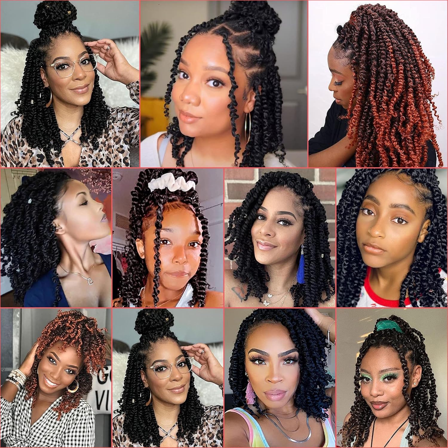 Leeven Paquete de 8 paquetes de cabello de ganchillo pret wisted Passion Twist de 10 pulgadas, color negro natural, extensiones de cabello corto