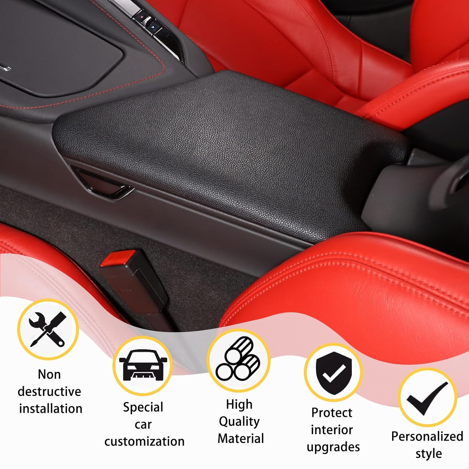 CHEAYAR Funda protectora para reposabrazos central para el interior del automóvil, funda protectora compatible con Chevrolet Corvette C8 2020-2023,