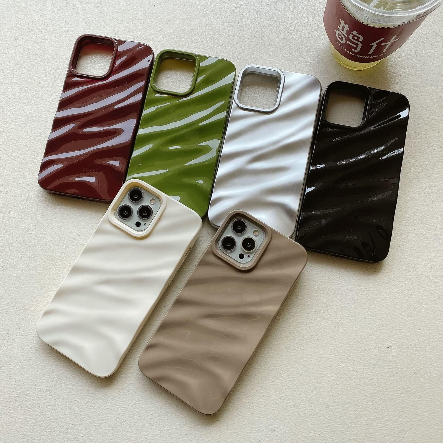Sayoaho Funda con patrón de ondas de agua compatible con iPhone 12iPhone 12 Pro, bonita funda de lujo con forma de onda para mujeres y hombres,