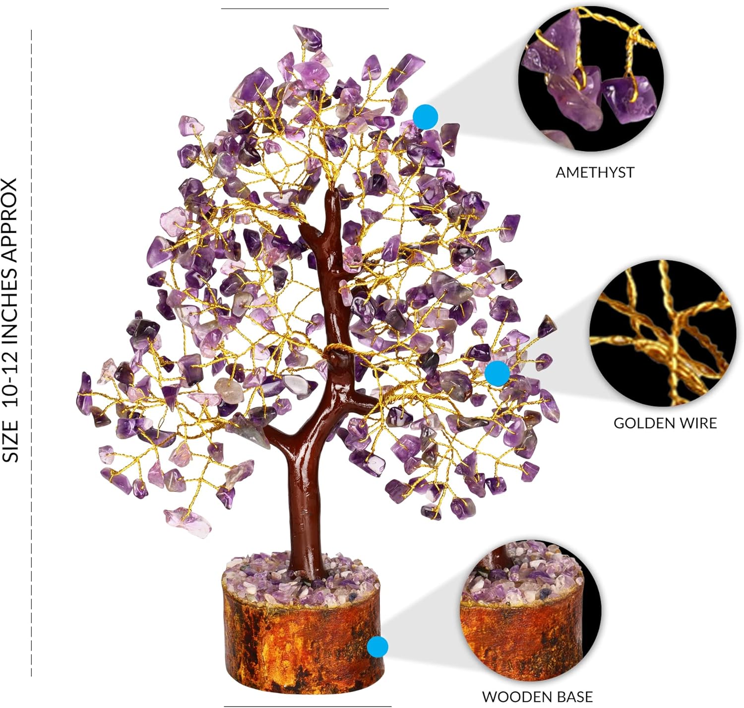 PYOR Cristales de amatista, árbol artificial, árboles de dinero, cristales y piedras, decoración de escritorio para mujer, decoración de Feng Shui,