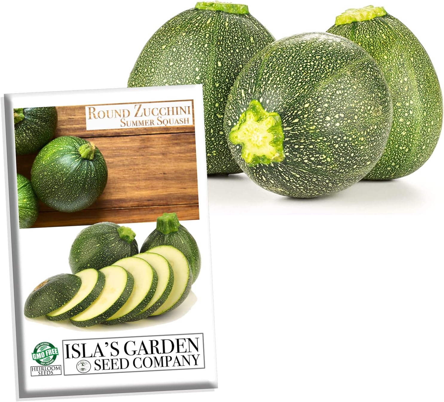 Semillas redondas de calabaza de verano de calabacín para plantar, (ocho bolas de calabacín), más de 40 semillas tradicionales por paquete, semillas