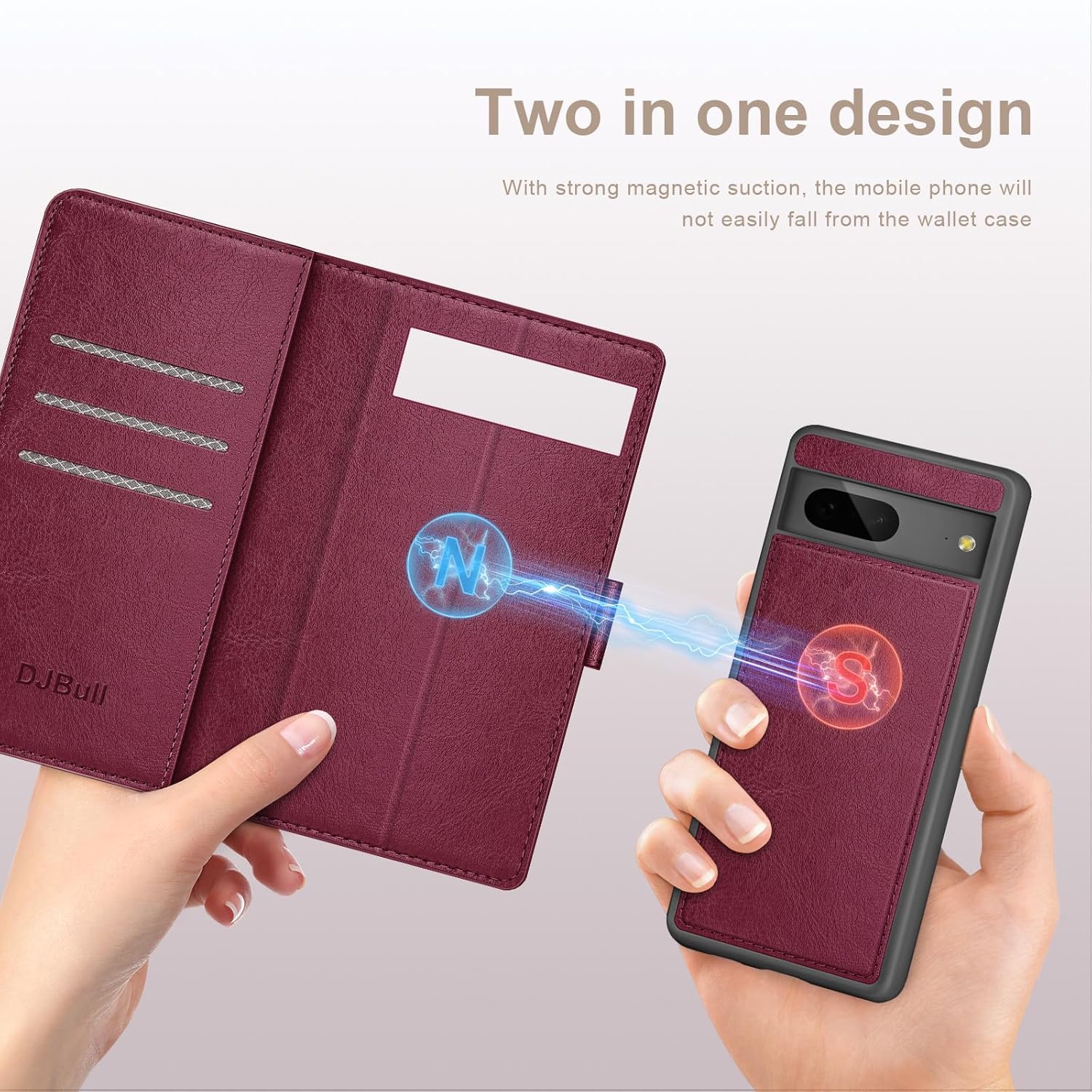 Funda tipo cartera desmontable 2 en 1 para Google Pixel 7A con soporte para tarjeta de crédito, bloqueo RFID, funda protectora de piel sintética