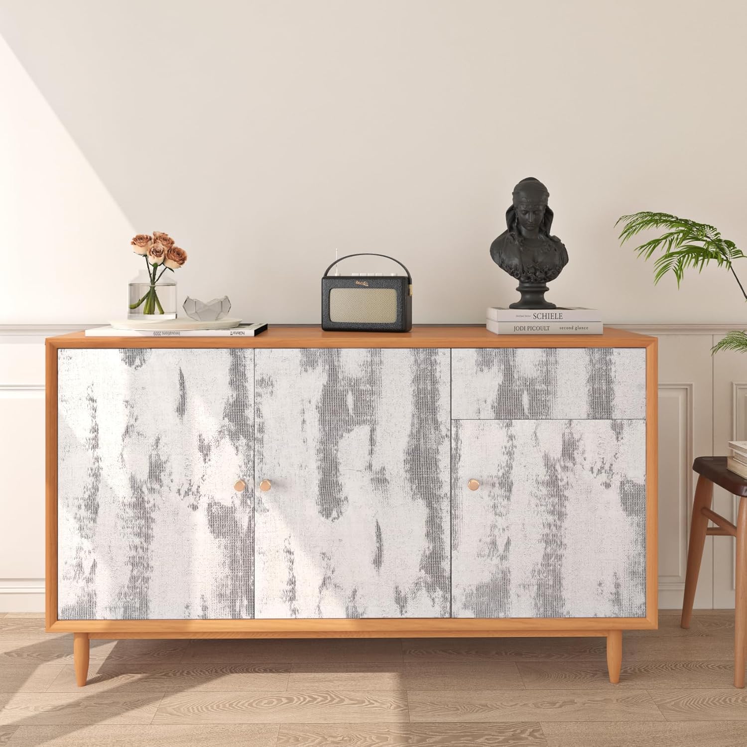 FunStick Papel tapiz grueso de hormigón teñido de color gris y blanco, con textura 3D, autoadhesivo, removible, para encimeras, dormitorio, baño,