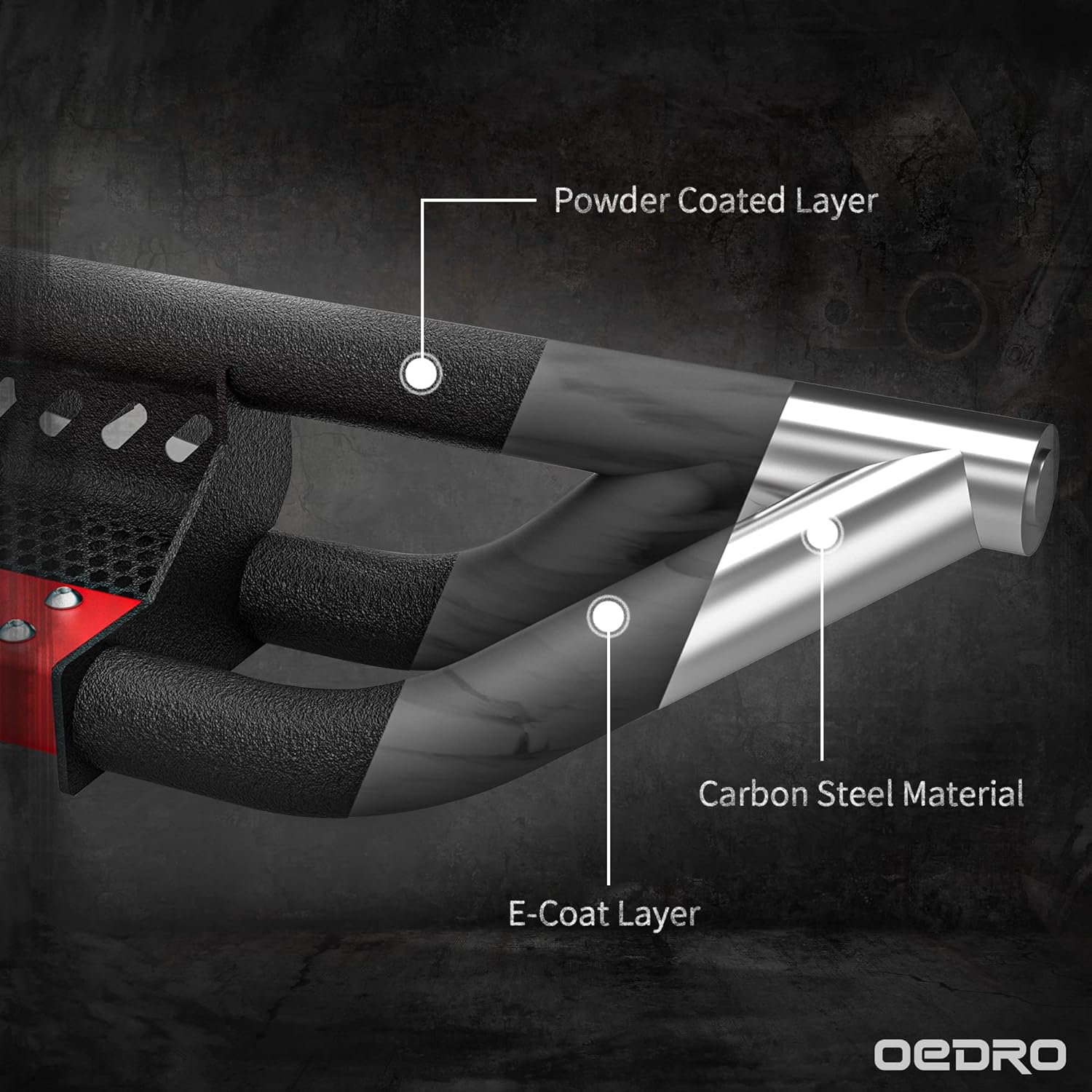 oEdRo Todos los estribos de acero con placas de escalón pintables, peldaños laterales atornillables compatibles con Jeep Wrangler 4XE 2021-2024,