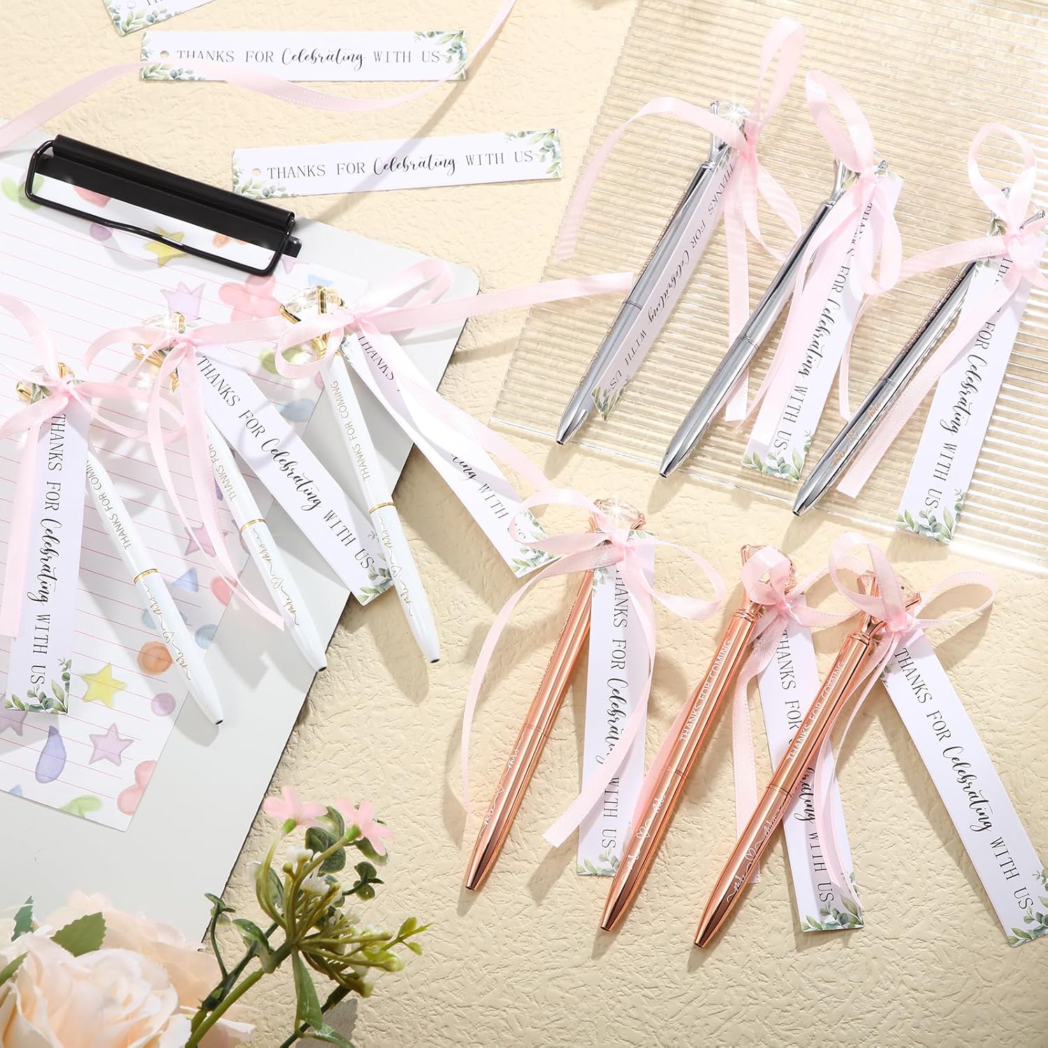 12 juegos de bolígrafos de boda para despedida de soltera, regalos de fiesta de boda, bolígrafos de diamante de tinta negra, bolígrafo de boda con