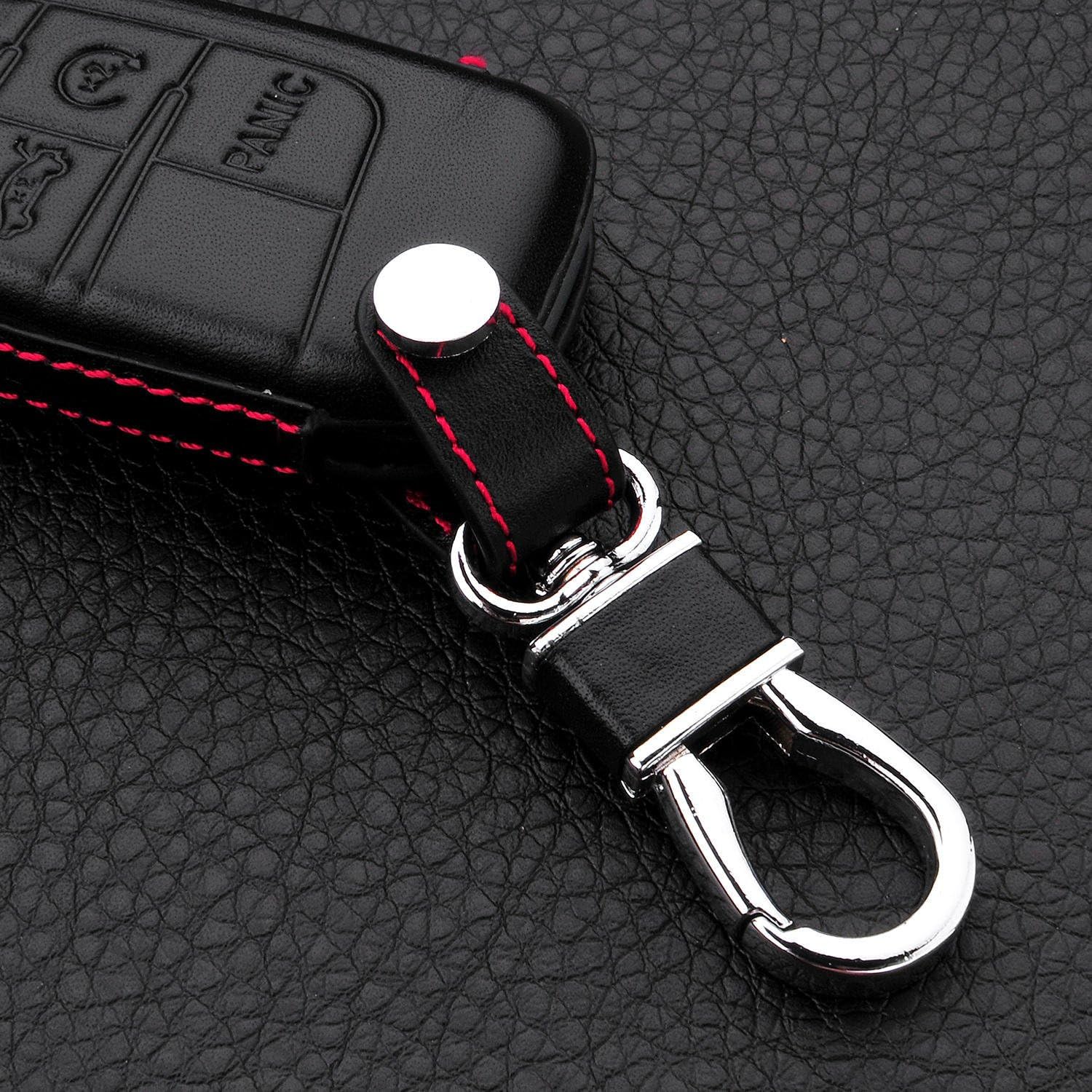 Funda para llavero de cuero genuino para Jeep Compass Grand Cherokeepara Dodge Challenger ChargerPara Chrysler 200 300Para Fiat 500 Car Remote Key