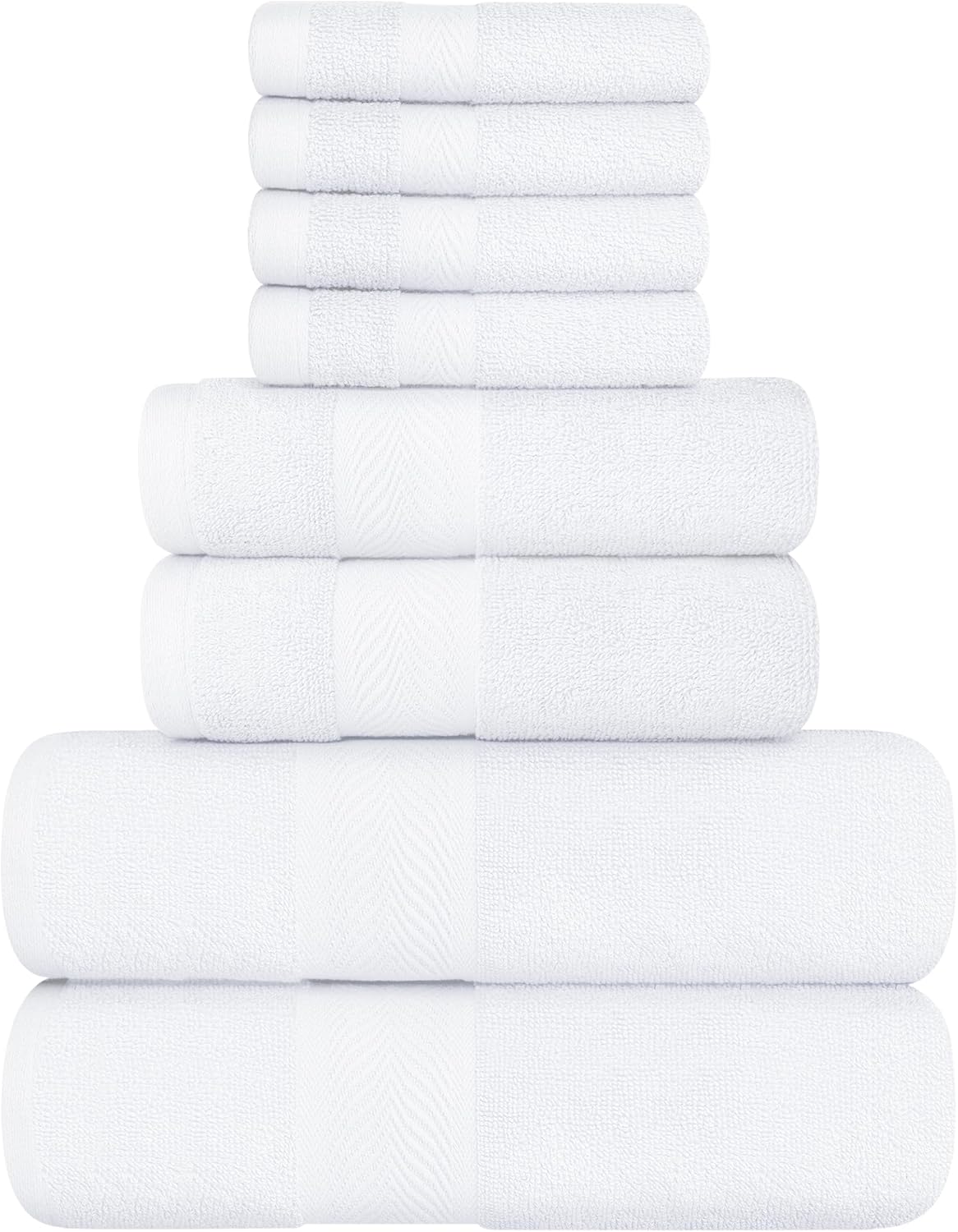 Oakias Juego de toallas blancas de 64 piezas de 21.16 ozm, 16 toallas de baño, 16 toallas de mano y 32 toallas pequeñas, altamente absorbentes