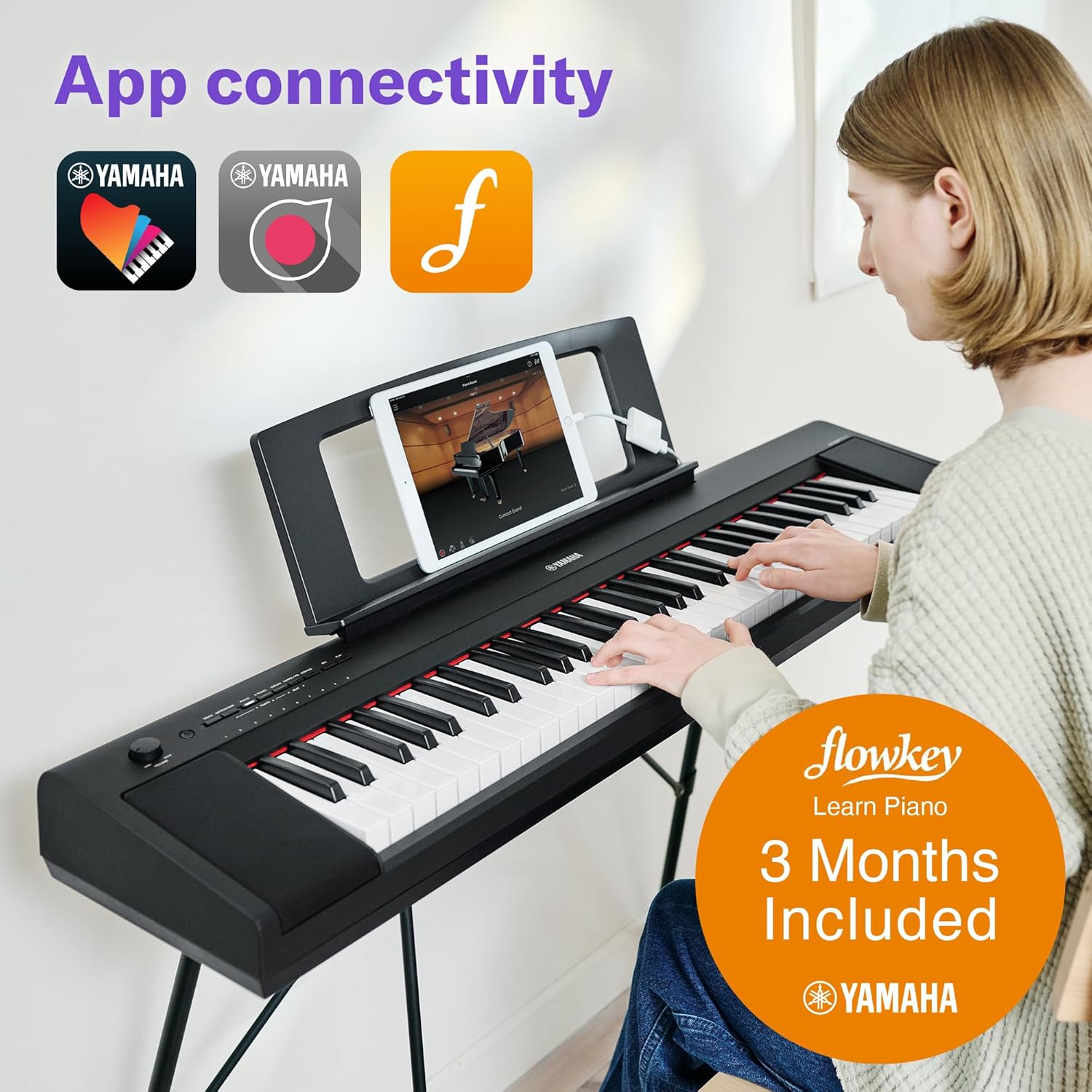 Yamaha Piano digital ultraportátil Piaggero de 61 teclas, negro (NP15WH)