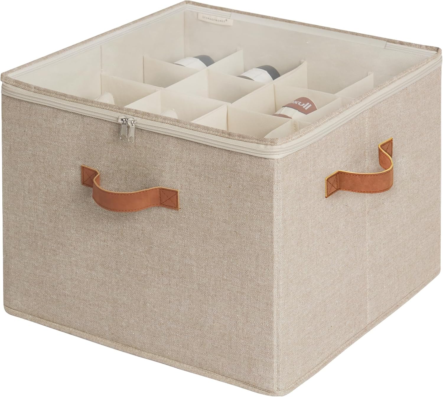 StorageWorks Organizador de zapatos para armario, contenedores de tela para almacenamiento de zapatos con cubierta transparente, divisores