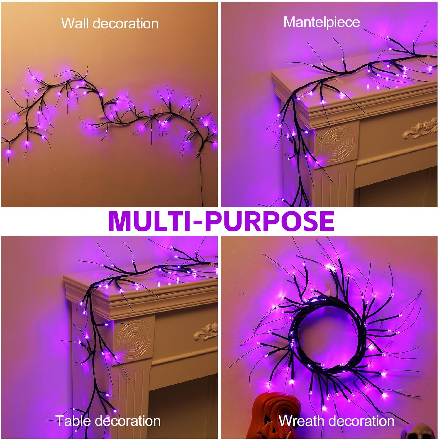 Paquete de 2 luces de vid de sauce encantado con temporizador, 12 pies, 108 luces LED de sauce iluminadas, decoración de Navidad, vides para