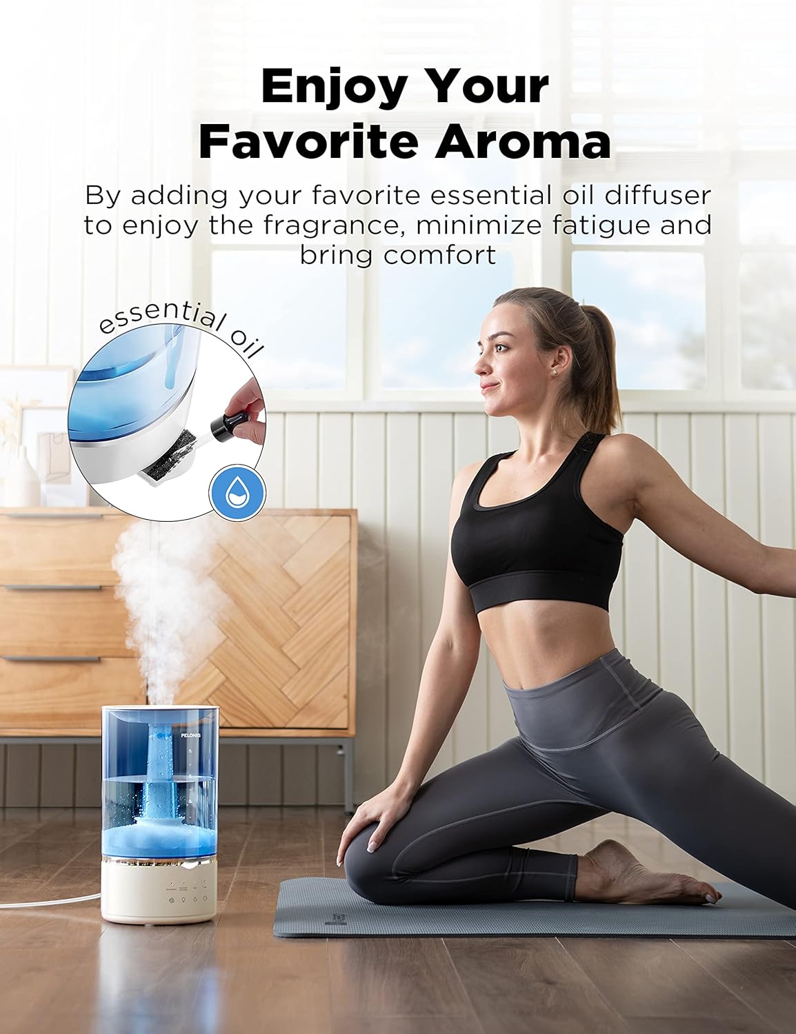 Pelonis Humidificadores de niebla cálida y fría para dormitorio, habitación grande, hogar y bebé, humidificador ultrasónico de niebla fría y cálida