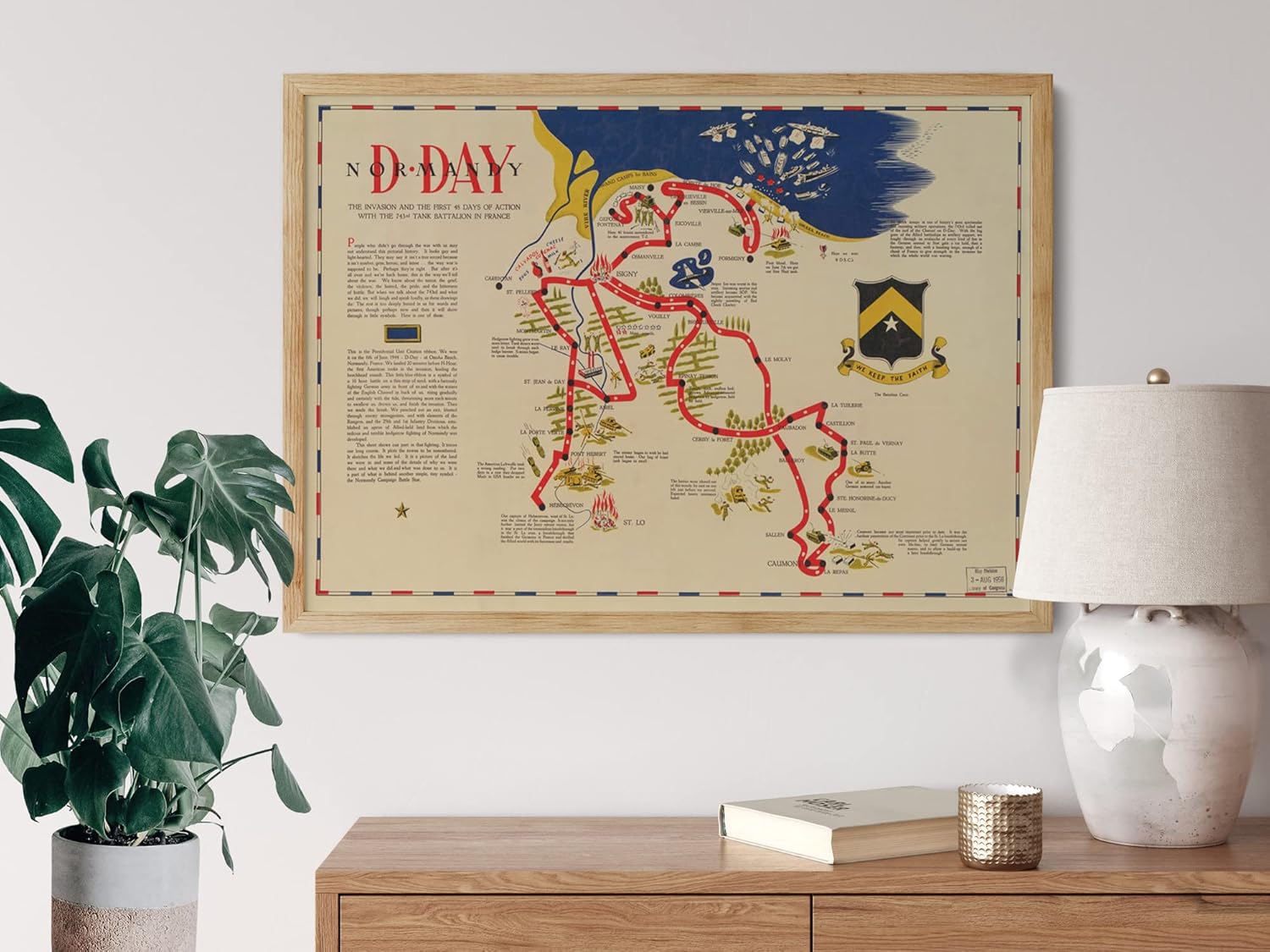 Fotografía vintage de Normandía, impresión de mapas de la Segunda Guerra Mundial de Normandía, 1994 – Arte de pared de la Segunda Guerra Mundial,
