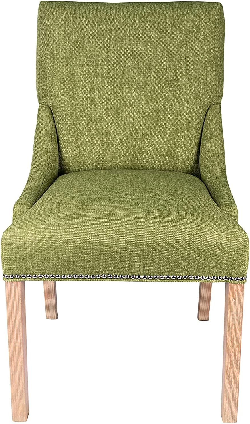 Sole Designs Marie Collection – Silla auxiliar de comedor doble tapizada con detalles de cabeza de clavo, color verde