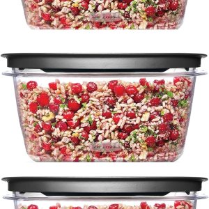 Rubbermaid Premier Flex & Seal Tapas de 14 tazas, juego de almacenamiento de alimentos transparentes para preparación de comidas, juego de 3 piezas Rubbermaid Premier Flex & Seal Tapas de 14 tazas, juego de almacenamiento de alimentos transparentes para preparación de comidas, juego de 3 piezas