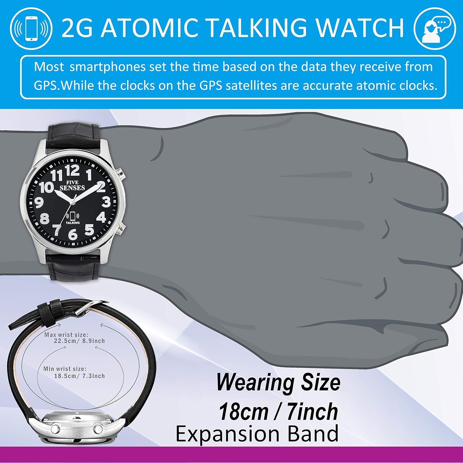 Reloj de hablar atómico inteligente jumbo con recordatorios de voz y control de aplicación para personas mayores y personas con discapacidad visual.