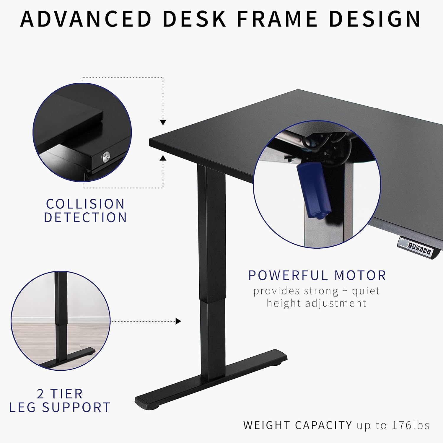 VIVO DESK-KIT-1B55S-B – Escritorio eléctrico de esquina cuadrada de 55 x 24 pulgadas con control de memoria ajustable en altura, parte superior