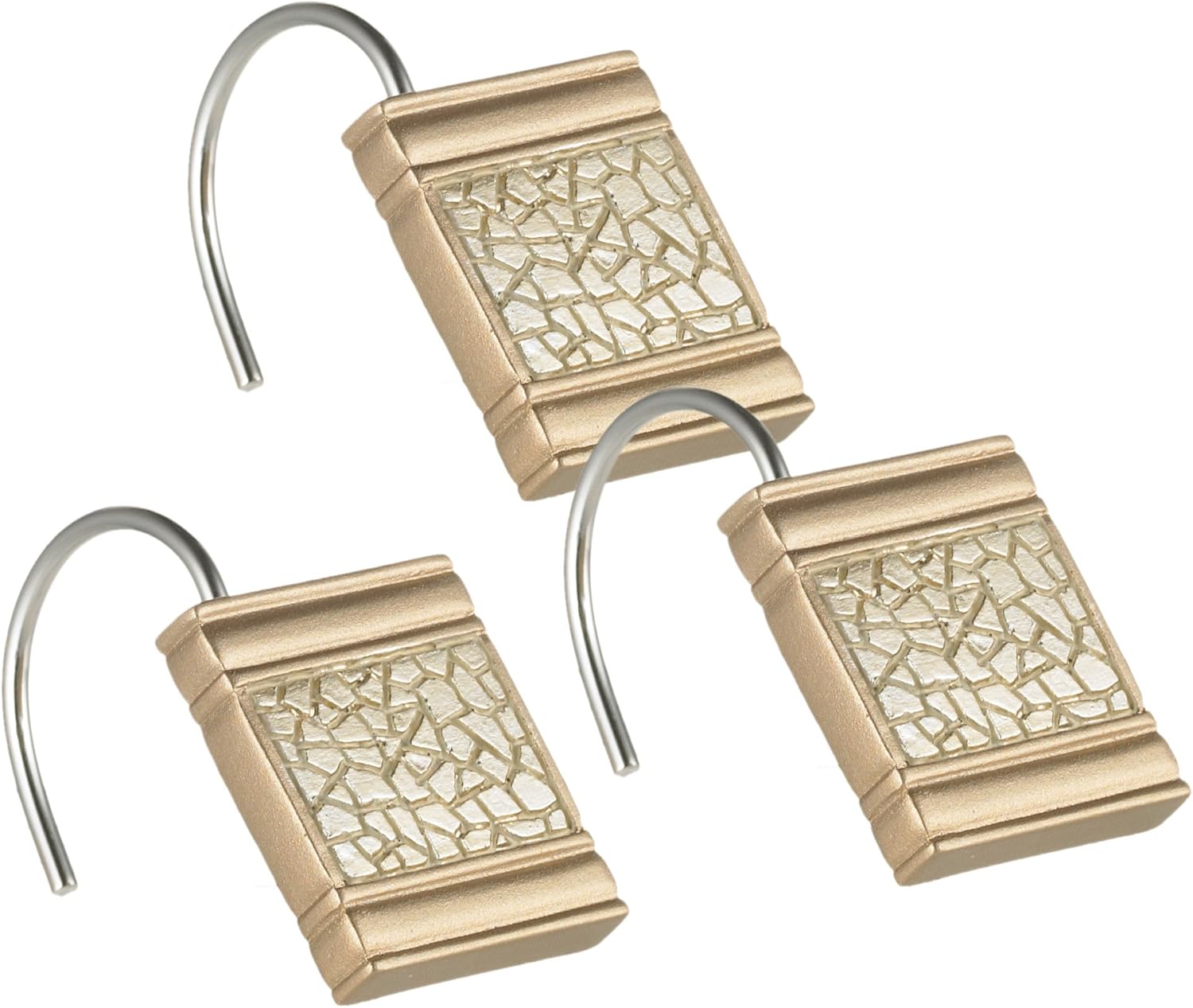 Zahari Home Sinatra – Ganchos para cortina de ducha, paquete de 12 unidades, decoración moderna para baño, color champán