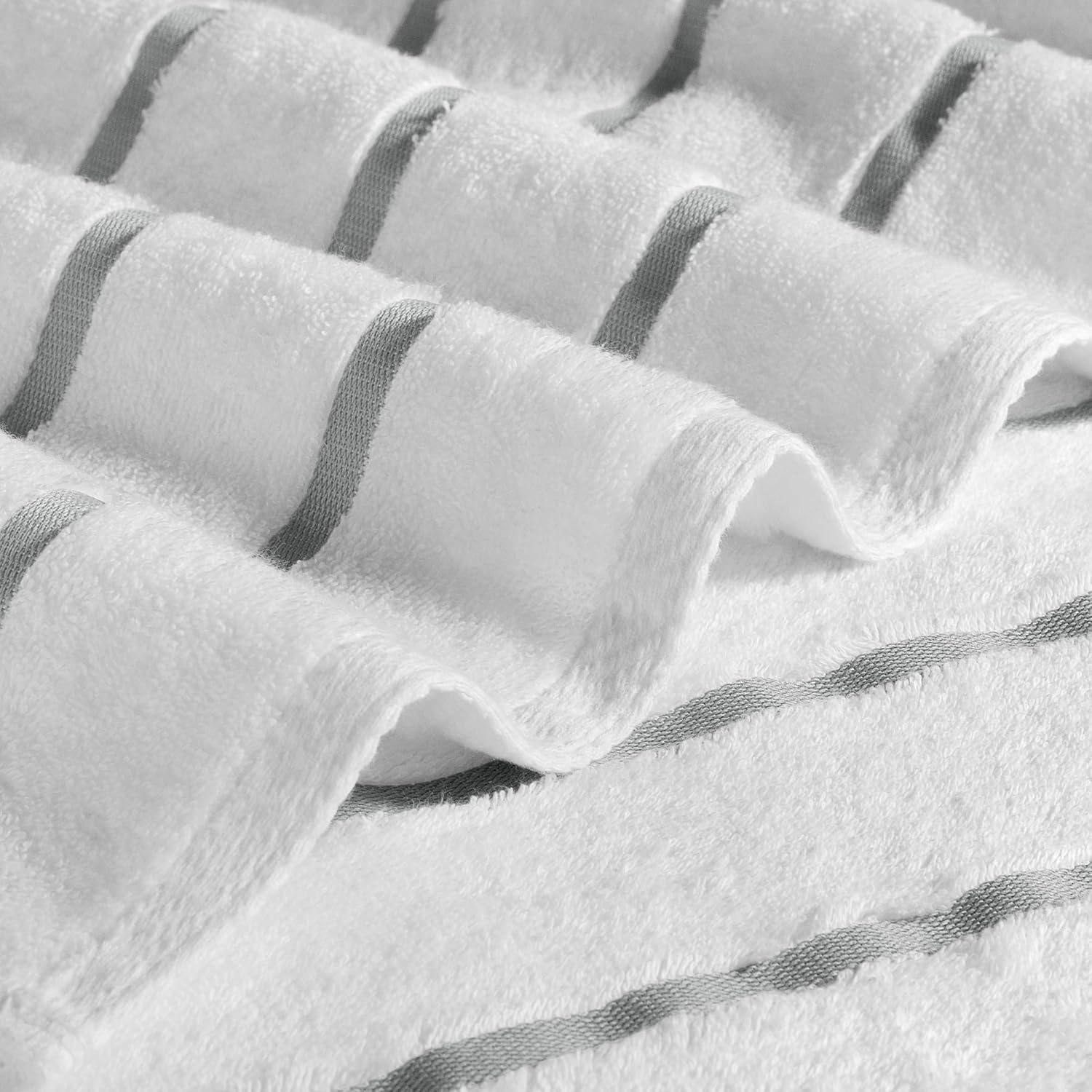 Paquete de 2 toallas de playa de algodón turco a rayas grises, grandes, suaves y absorbentes, juego de toallas de baño 100% algodón para playa,