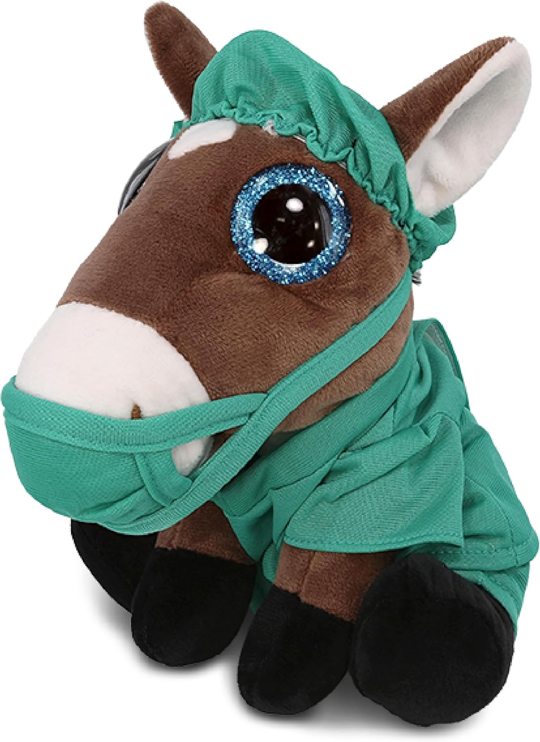DolliBu Caballo grande  Juguete de peluche de Doctor de ojos brillantes  Disfraz de médico de caballo súper suave con uniforme médico y traje de