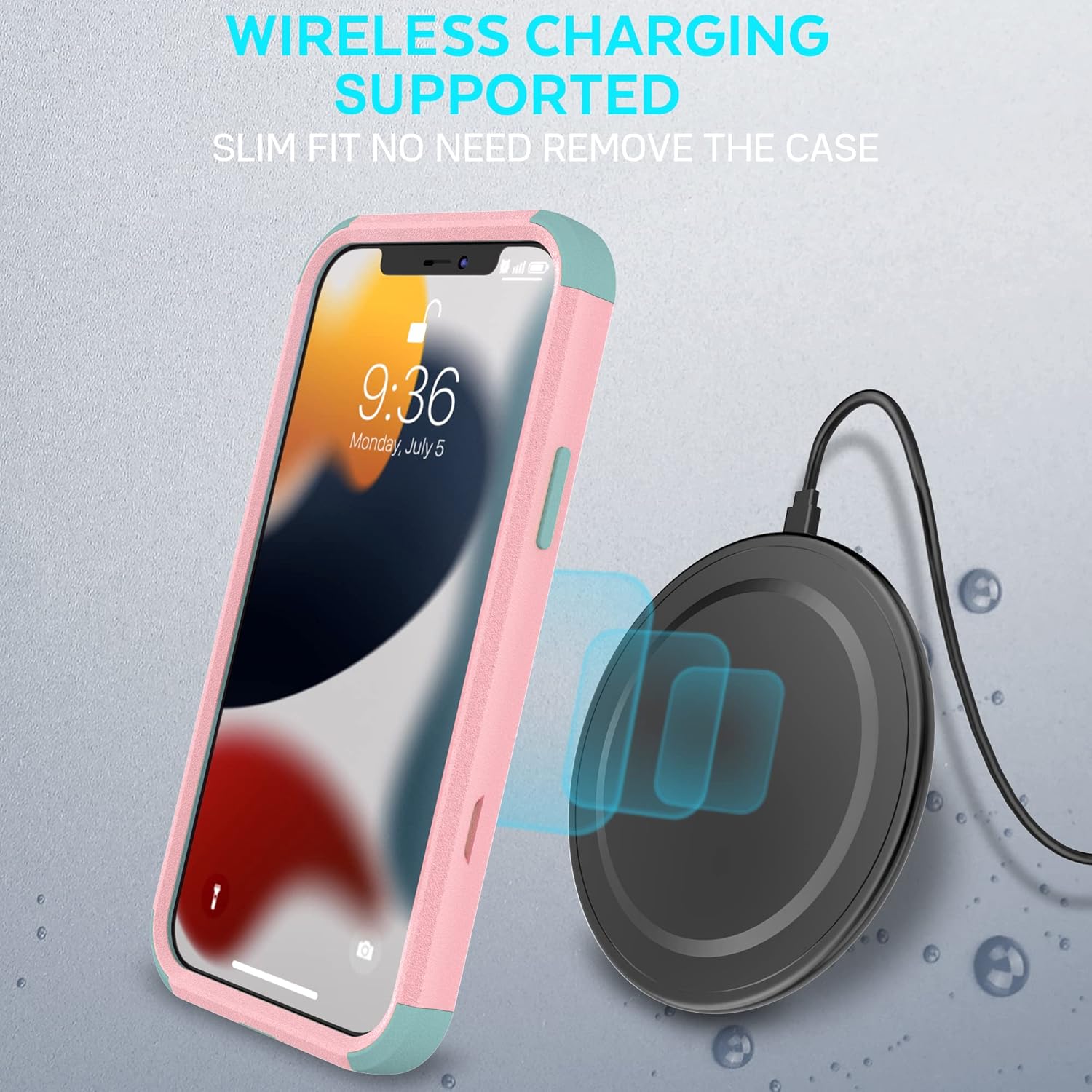 TJS Funda compatible con iPhone 13 Pro Max, con protector de pantalla de vidrio templado, resistente, resistente, a prueba de golpes, protección de