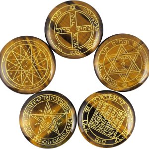 Rockcloud Juego de runas de brujas de cristal curativo, piedra de ojo de tigre con símbolo de Salomón, piedras de chakra, piedra de palma, Rockcloud Juego de runas de brujas de cristal curativo, piedra de ojo de tigre con símbolo de Salomón, piedras de chakra, piedra de palma,