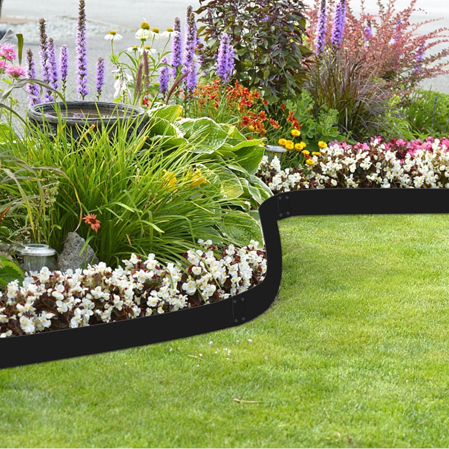 Paquete de 5 bordes de acero para jardines, bordes de jardín de 40 x 7 pulgadas, borde de acero galvanizado flexible, borde de metal para