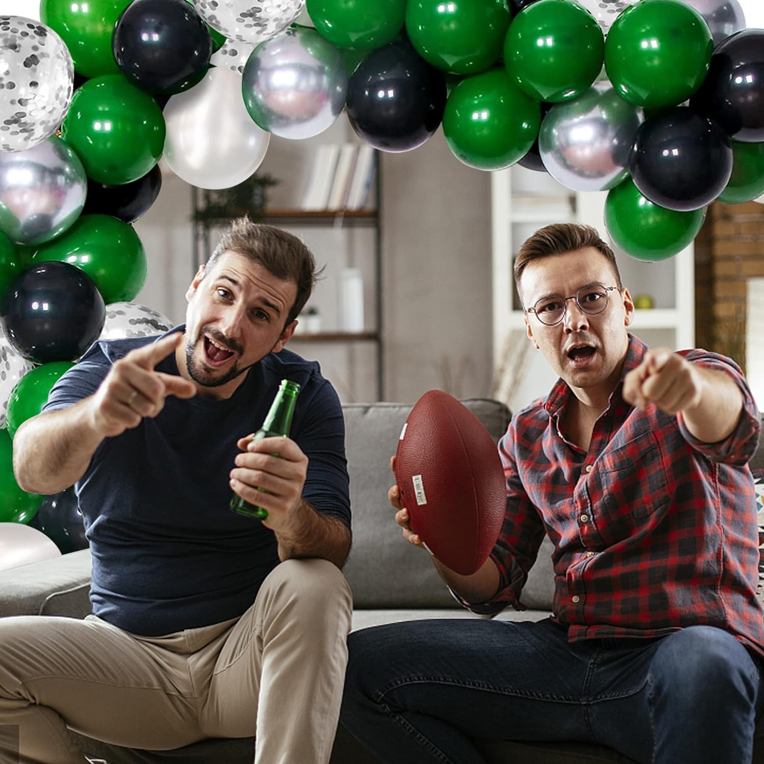 100 globos de color verde, plateado, negro y blanco, cromados, metálicos y globos de confeti para decoraciones de graduación, cumpleaños, baby