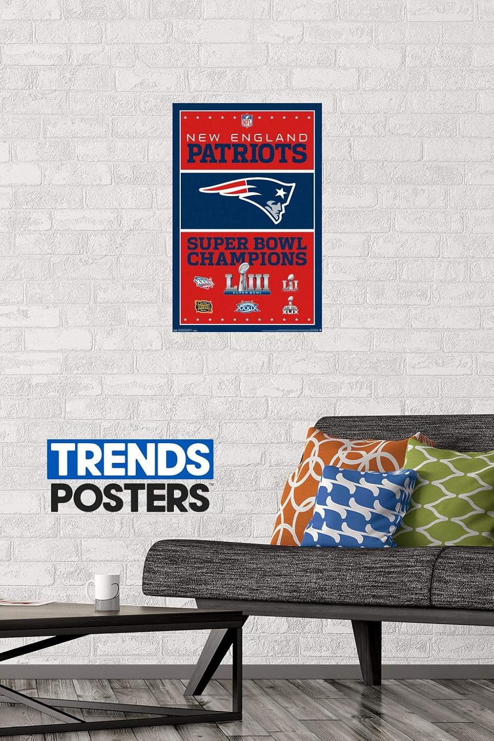 Trends International NFL New England Patriots – Póster de pared de Champions 19, 14.725 x 22.375 pulgadas, versión premium sin marco