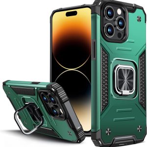 Vakoo Funda para iPhone 14 Pro de 6.1 pulgadas, resistente y duradera, bordes elevados que protegen la pantalla y la cámara, verde oscuro Vakoo Funda para iPhone 14 Pro de 6.1 pulgadas, resistente y duradera, bordes elevados que protegen la pantalla y la cámara, verde oscuro