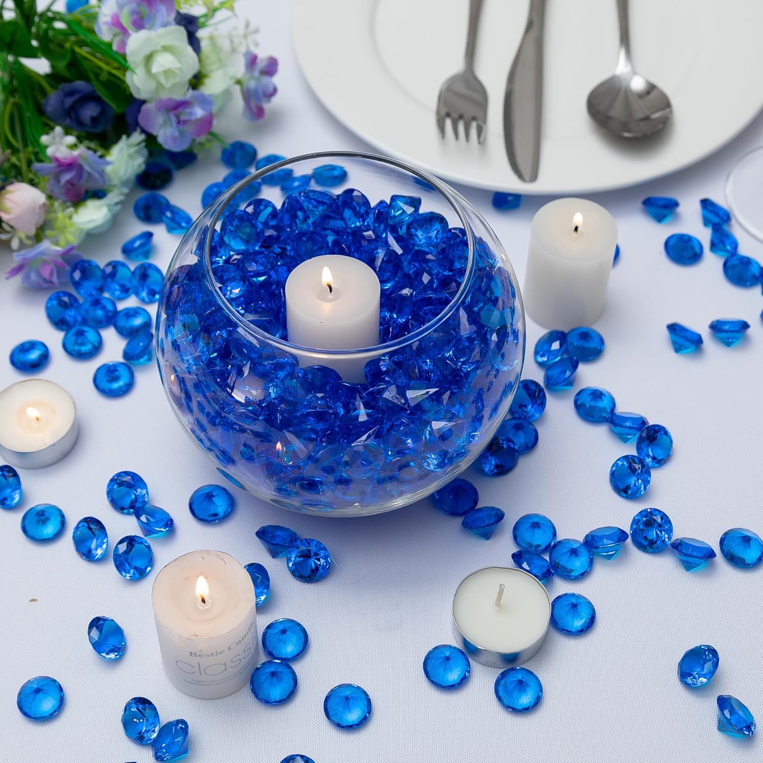 AiFanS Relleno de jarrón para centros de mesa, Home Deco 300 cuentas de relleno de jarrón de 34 pulgadas, canicas de diamante para jarrones, color
